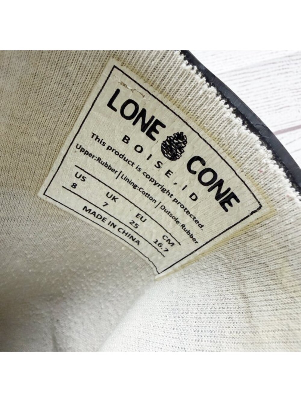 Lone Cone Black Rubber Rain Boots Waterproof Durable Easy Pull-On Handles 8 - Picture 6 of 6